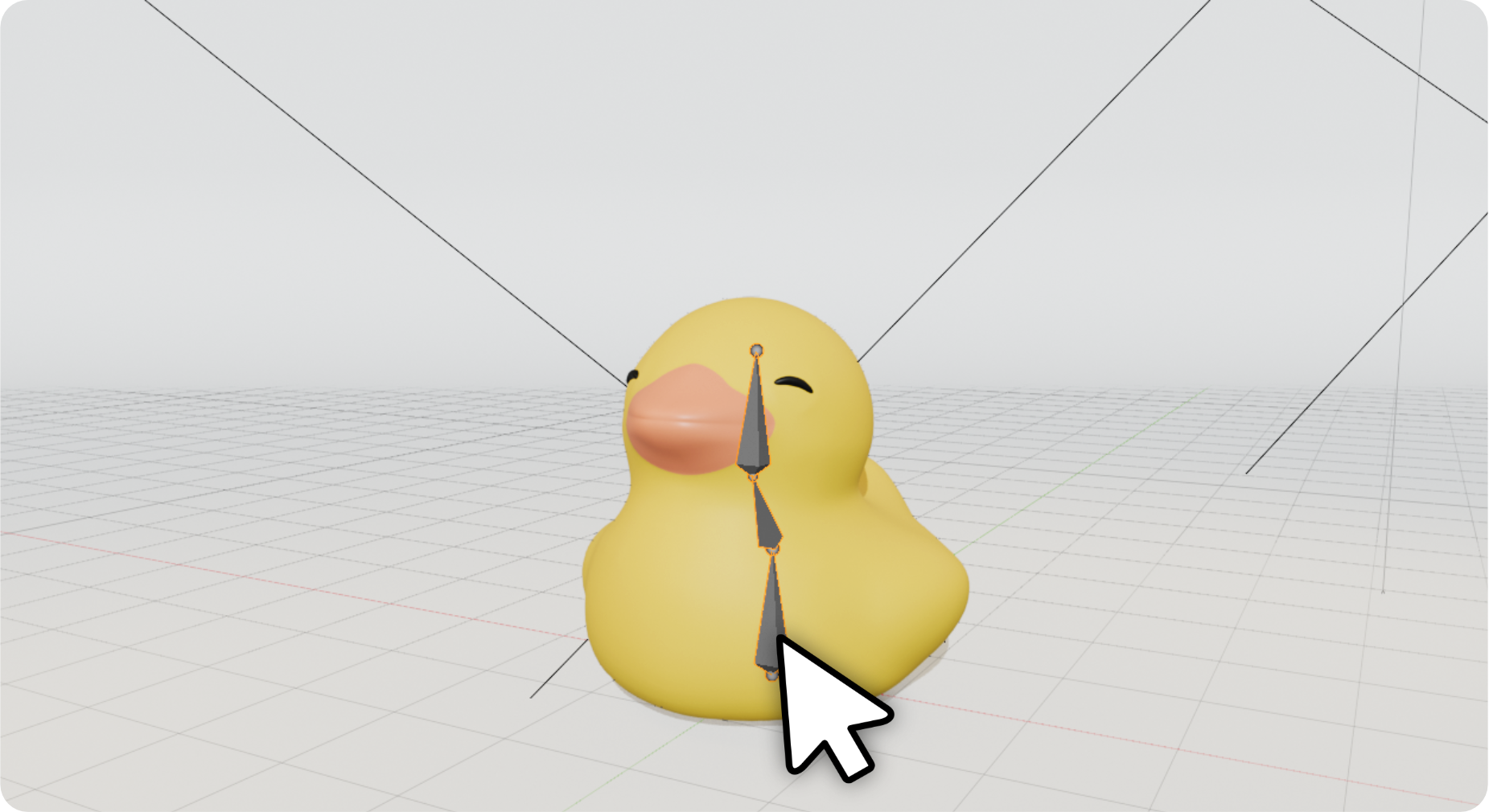 Eine Gummiente in Blender mit einem abstrakten Knochenskellet